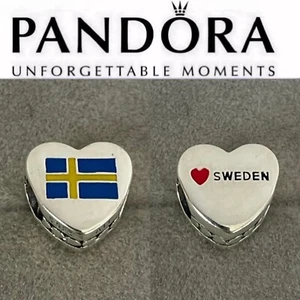 NEW Pandora Country Of Sweden Exclusive Flag Heart Charm - Picture 1 of 6