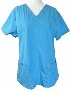 Code Happy Womens Scrub Top Sky Blue Large *NEW without tags* - Picture 1 of 6