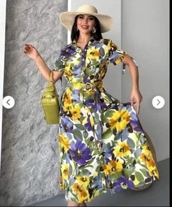 ZARA Floral Printed Belted Shirt Midi Dress Size XL Bloggers Holiday - Picture 1 of 11