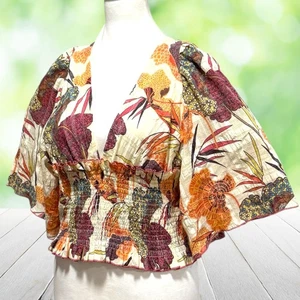 BY ANTHROPOLOGIE Top Mujer Pequeño Floral Cintura Ajustada Top Corto Estampado Boho - Imagen 1 de 12