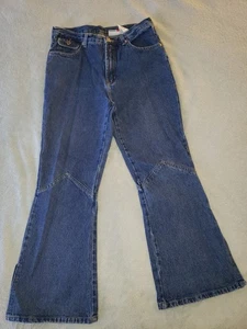 Arizona Skinny Jeans Girls 12 1/2 Plus Blue Dark Wash Denim Flared Slit Wide Leg - Picture 1 of 11