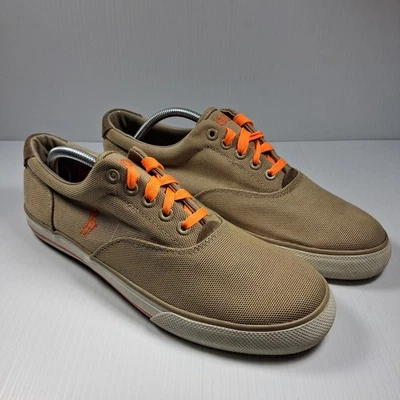 Tenis Polo Ralph Lauren de Lona 10.5 D Naranja Encaje Preppy Logo Zapatos de Barco Foto 1 de 4