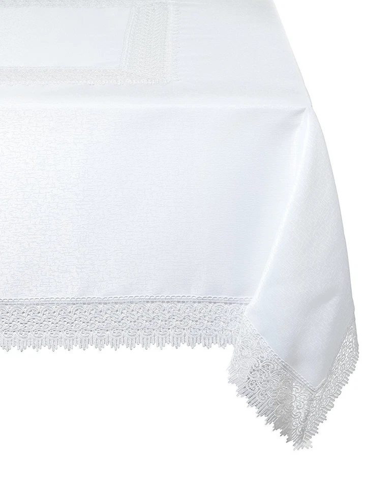 Lace Tablecloth White 70"x105" Rectangle Oblong Dining Decor - Image 1 of 2
