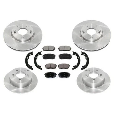 Front & Rear Disc Rotors Brake Pads & Parking Brake Shoes For Kia Rondo 2007-09 - Image 1 of 4