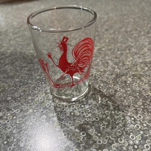 Vintage Mid Century Red Rooster Juice Glass MINT CONDITION - Picture 1 of 4