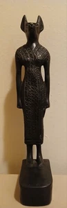 Göttin Bastet Katze Isis ägyptische Statue schwerer schwarzer geschnitzter Stein oder Harz - Bild 1 von 16