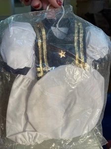 NEW Daisy Kingdom Sailor Romper with Hat 12” Doll On Hanger NWT White Navy Blue - Picture 1 of 4