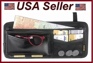 Black Sun Visor Organizer Keeps Car/Truck/RV Neat/Organized Multi Pockets Pen - Bild 1 von 2