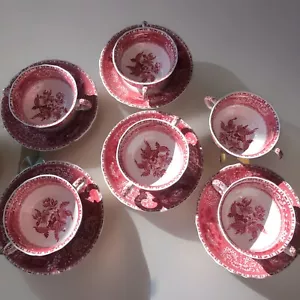 6 Copeland Spode Camilla Pink Bouillon/soup Cups, 5 Saucers-old Mark-never Used - Picture 1 of 14