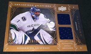 ROBERTO LUONGO 2009-10 UD Artifacts TREASURED SWATCHES Dual Game JERSEY #d /199