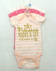 Girls 3-pack Onesies Brand Short Sleeve Onesies - Princess (0-3 Months) - NWTs - Picture 1 of 6