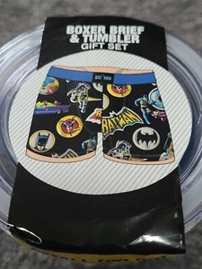 Batman DC Underwear Men's Boxer Brief & Tumbler Cup Set Black Bioworld Small S - Picture 1 of 3