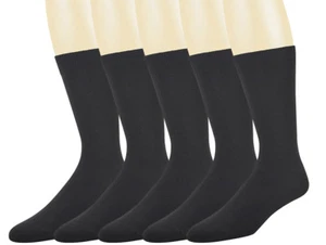 5 Pairs Men's Bamboo Mid-Calf Dress Socks Black Color, Size 10-13, WM02 - Picture 1 of 4