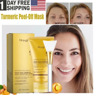 Kojic Acid & Turmeric Collagen Mask-Overnight Anti-Aging Peel-Off for Wrinkles - Image 1 of 4