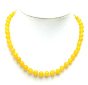 8-20mm Round Natural Yellow Jade Necklace for Women Chokers 17" Jewelry nec5647 - Picture 1 of 11