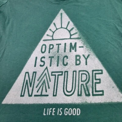 Life Is Good Womens  XS Long Sleeve Green Optimistic By Nature Pit To Pit 15in  - Image 1 of 4