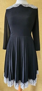 TED BAKER black lace dress size 12 party cream cocktail sleeves wedding - Picture 1 of 12