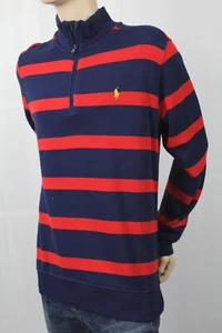 POLO Ralph Lauren Kids Red Navy 1/2 Half Zip Sweater Yellow Pony NWT - Picture 1 of 1
