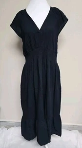 NWT OLD NAVY Women's Dress Short Sleeve V-Neck Elastic Waist Black Color. Size L - Picture 1 of 14