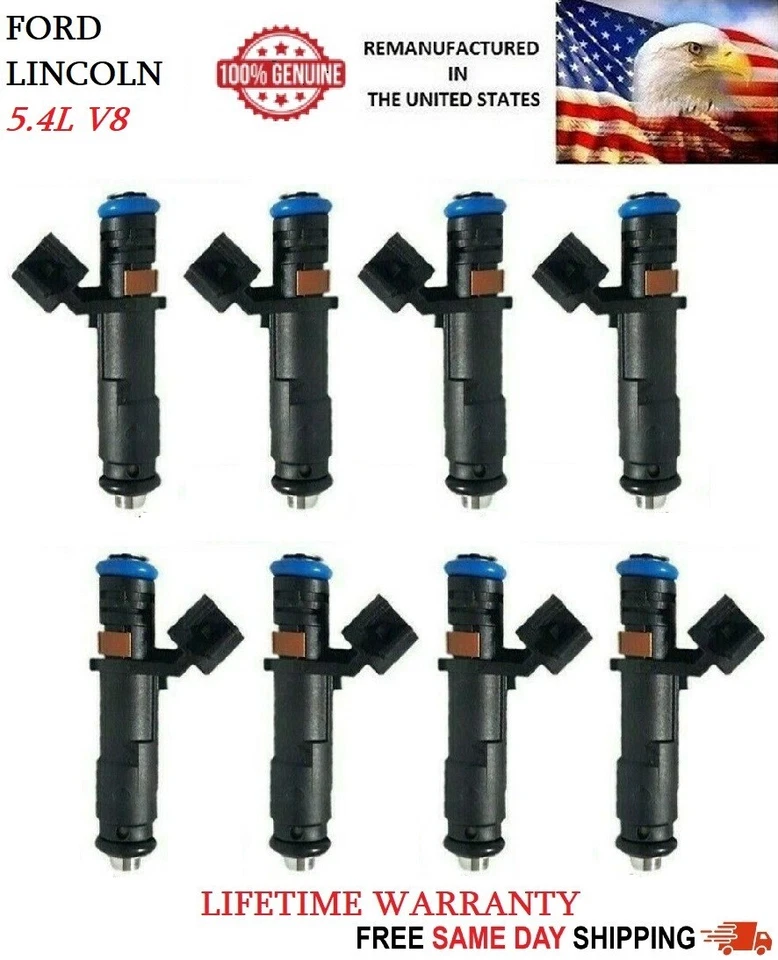 Set Of 8 OEM Fuel Injectors For FORD & LINCOLN 5.4L V8 #5C3E-DB - Image 1 of 1