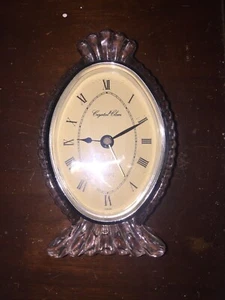 Crystal Clear QUARTZ CLOCK Oval 24% Lead Crystal Pre-owned 5 1/2" AA battery - Picture 1 of 2
