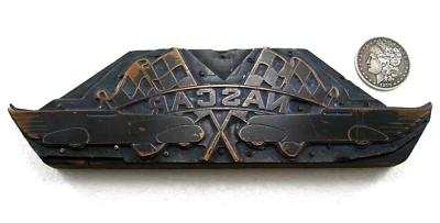 Letterpress Print Block - 1948-1955 NASCAR poster head Print Block. Copper/Wood - Image 1 of 4