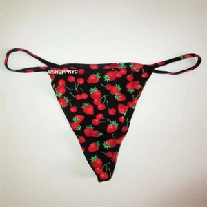 Victoria's Secret Baumwolle V-String Höschen Tanga S M L schwarz rot Beeren weich - Bild 1 von 4