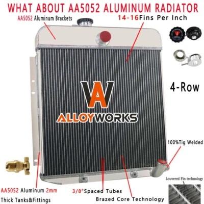 4-Rows Aluminium Radiator Fit 1949-50 Plymouth Deluxe/Special Deluxe Suburban AT Foto 1 de 4