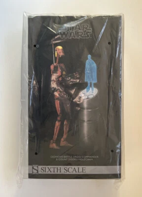 Sideshow Star Wars 1/6 Geonosis Battle Droid Commander, Count Dooku Hologram NIB - Image 1 of 4