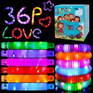 36 Pack Glow Sticks Party Favors, Sensory Toys Fidget Fubes, LED Glow Necklac... - Picture 1 of 6