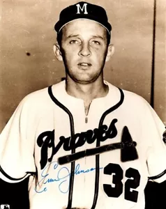 Foto firmada por Ernie Johnson de los Bravos de Milwaukee #1 AUTO de 8x10 - Imagen 1 de 1