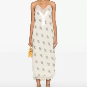 Zadig&Voltaire Women's Spring Elegant Sequined Lace Mid-Length Halter Dress - Picture 1 of 20