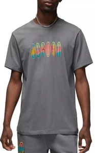 NWT Nike Air Jordan Flight Remix Men's Wordmark Crewneck T-Shirt-Gray, Ivory - Picture 1 of 11