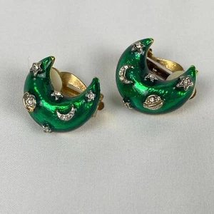 Orecchini Natale con clip smaltata verde festivo - Foto 1 di 2