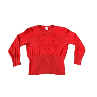 Vintage Mondi Red Embroidered Crown Womens Size 36 West Germany Sweater VTG - Image 1 of 4