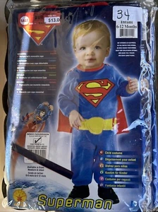 DC Comics Superman Infant 6- 12 Months Halloween Costume Manufactured Rubie's - Picture 1 of 12