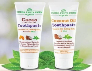 Cacao Toothpaste & Coconut Oil Toothpaste Combo, Organic, Whitens Teeth! - Picture 1 of 5