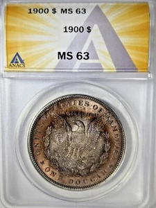 1900 P Toned Morgan $๐๐ANACS MS 63๐๐Insane Bullseye Toner๐๐(VIDEO) - Picture 1 of 10