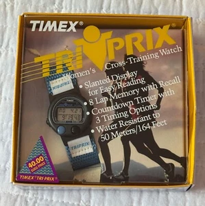 1990 Vintage Timex Digital Watch - Women's Triprix - RARE STRAP - NEW IN BOX!! - Picture 1 of 21