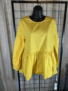 Top Tuckernuck Pomander Place Olivia Peplum Medio Amarillo Algodón Largo Slv Nuevo sin Etiquetas - Imagen 1 de 4