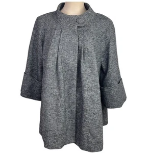 FRENCH CONNECTION Women Jacket size 10 Coat Grey Wool Cotton 1/2 Sleeve EUC - Picture 1 of 11