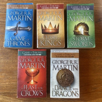 George RR Martin's Game of Thrones 5 Book  Set Song of Ice and Fire Lot Reader - Image 1 of 4