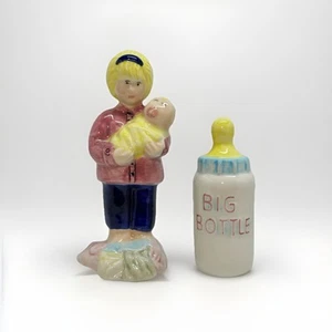 Vintage Mom with Big Baby Bottle Ceramic Salt & Pepper Shakers, Omnibus OCI - Picture 1 of 9