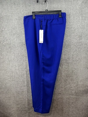 New Calvin Klein Womens 24W Cobalt Blue Side Zip Ankle Linen Blend Pants Pockets - Image 1 of 4