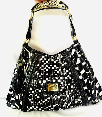 RARE SHARIF 1827 COUTURE Black and white LEATHER HANDBAG  - Image 1 of 4