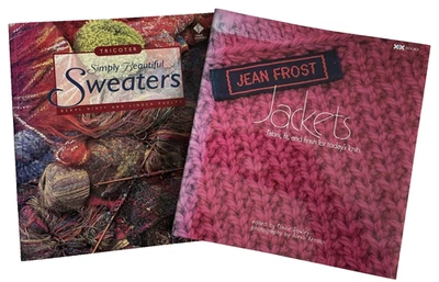 Jean Frost Jackets/ Tricoter Simply Beautiful Sweaters Set of 2 Knitting Books - Image 1 of 4