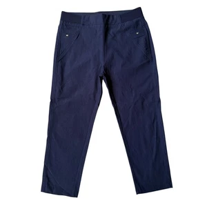 et SATIN Pantalón Capri Elástico Azul Marino Pull On Con Bolsillos Traseros Talla Mediana - Imagen 1 de 8