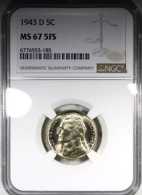 1943-D Jefferson Nickel NGC MS67 5FS Flashy Coin - Image 1 of 4