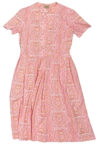 Jeanne Model Pink Women’s Size 12 Vintage Big Button Dress 42” Long - Picture 1 of 9