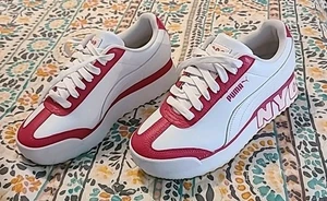 Puma Roma Amor Logo NYC Womens Size 7 White Pink Platform Athletic Shoes New Noy - Picture 1 of 5